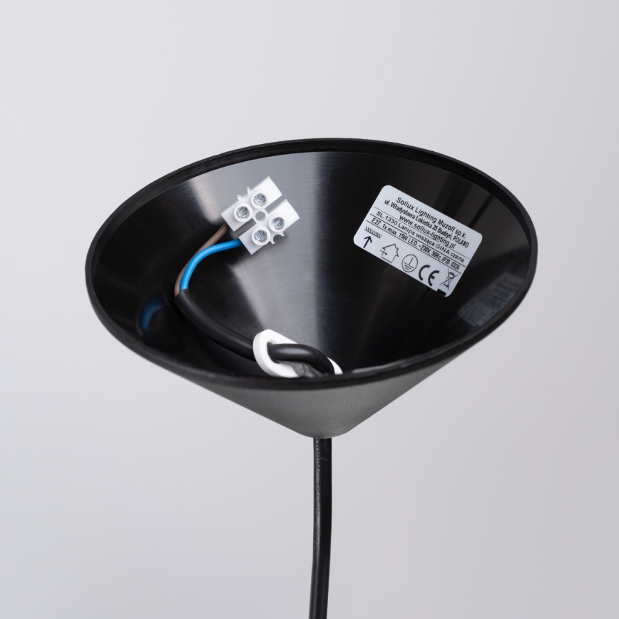 Candeeiro suspenso GINA 1xE27/15W/230V diâmetro 38 cm preto
