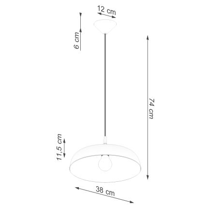 Candeeiro suspenso GINA 1xE27/15W/230V diâmetro 38 cm preto