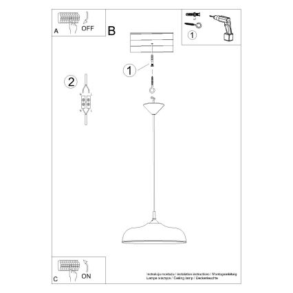 Candeeiro suspenso GINA 1xE27/15W/230V diâmetro 38 cm preto