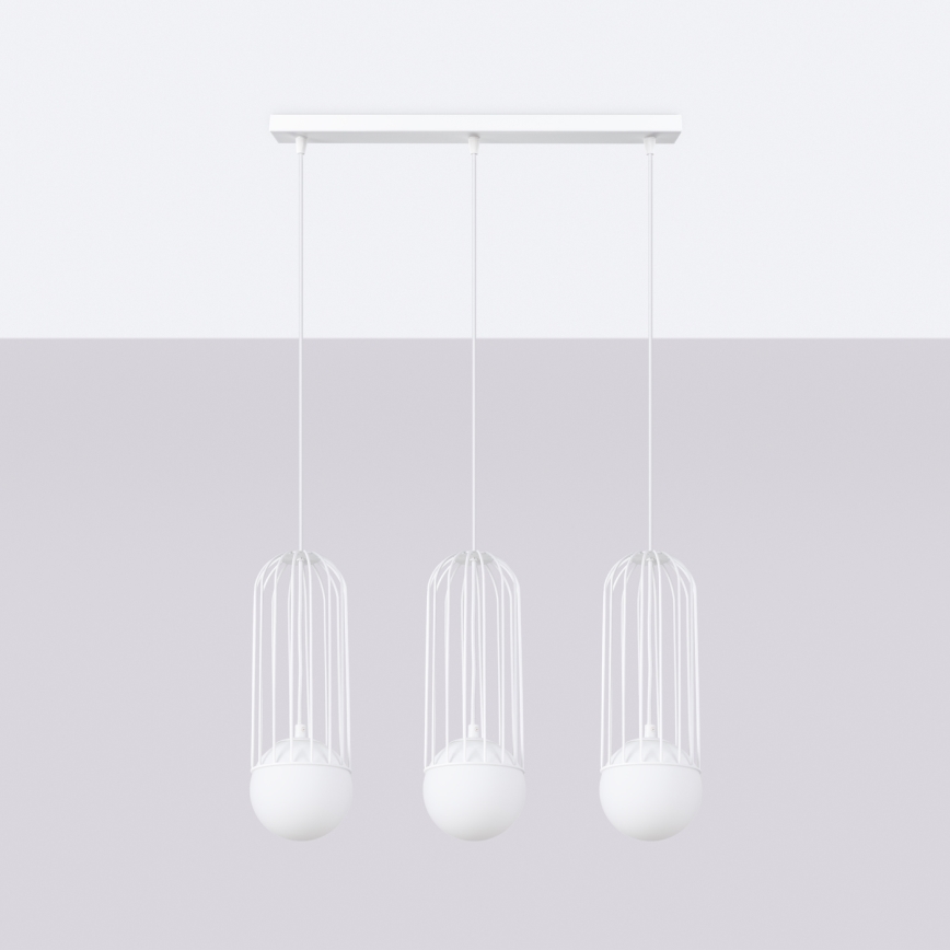 Candeeiro suspenso BRINA 3xG9/8W/230V branco