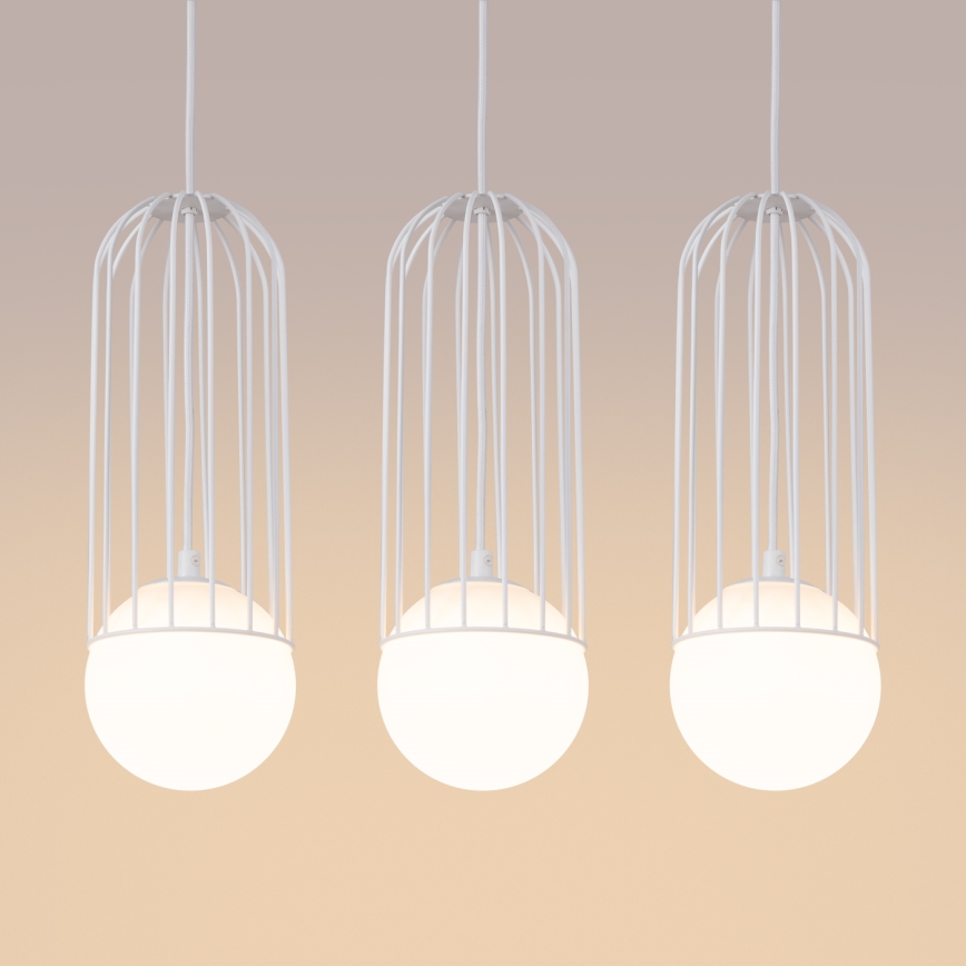 Candeeiro suspenso BRINA 3xG9/8W/230V branco
