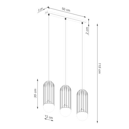 Candeeiro suspenso BRINA 3xG9/8W/230V branco