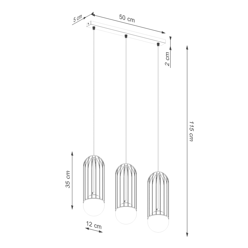 Candeeiro suspenso BRINA 3xG9/8W/230V branco