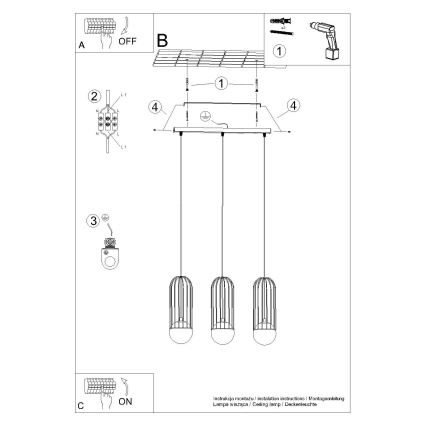 Candeeiro suspenso BRINA 3xG9/8W/230V branco