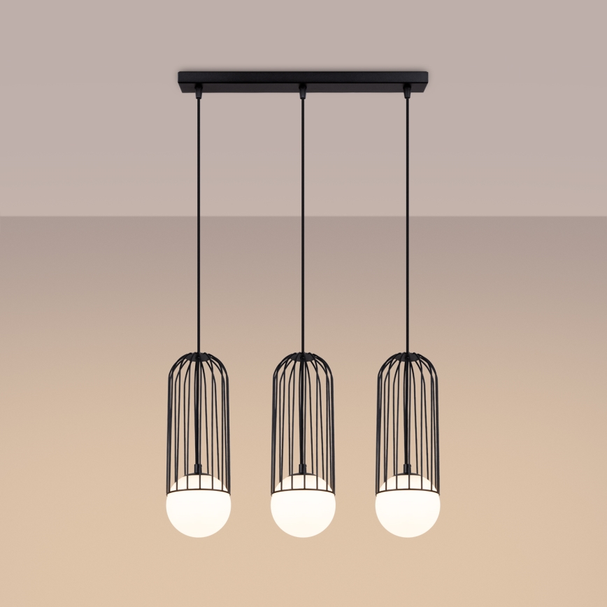 Candeeiro suspenso BRINA 3xG9/8W/230V preto