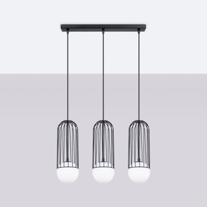 Candeeiro suspenso BRINA 3xG9/8W/230V preto