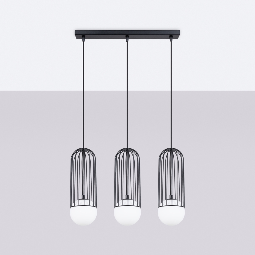 Candeeiro suspenso BRINA 3xG9/8W/230V preto