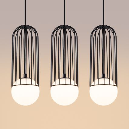 Candeeiro suspenso BRINA 3xG9/8W/230V preto