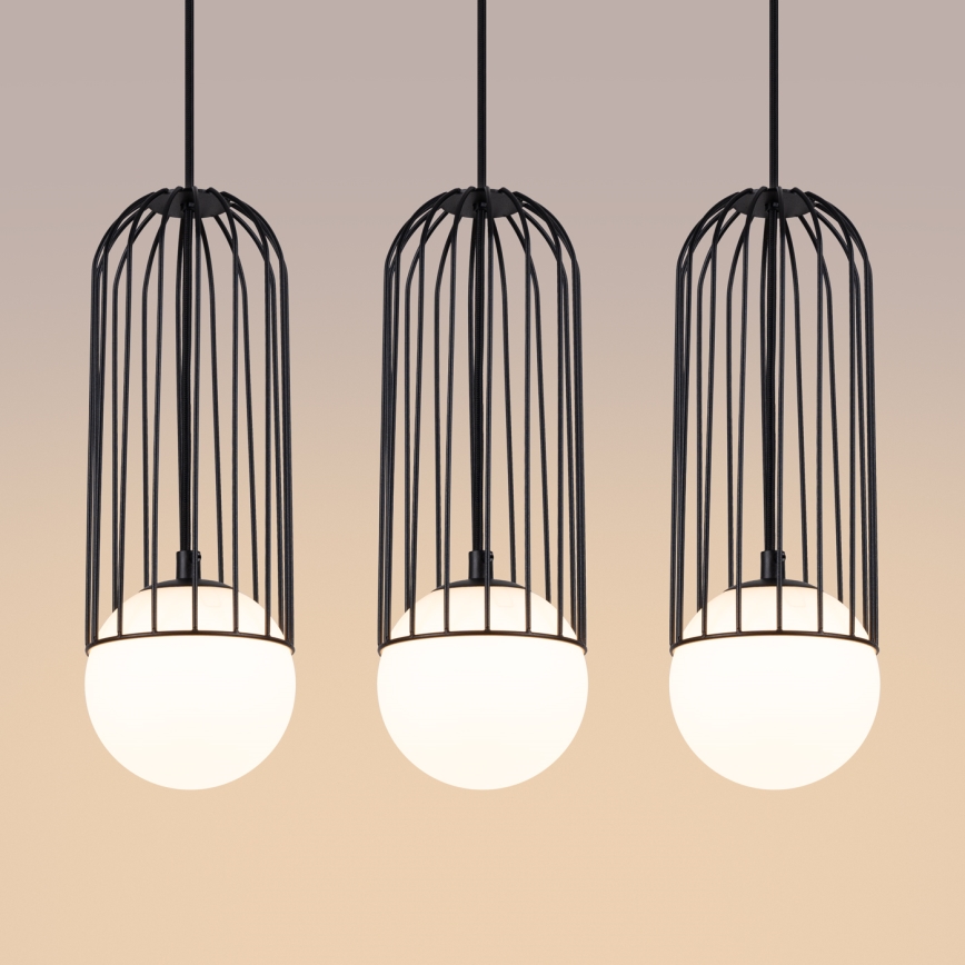 Candeeiro suspenso BRINA 3xG9/8W/230V preto