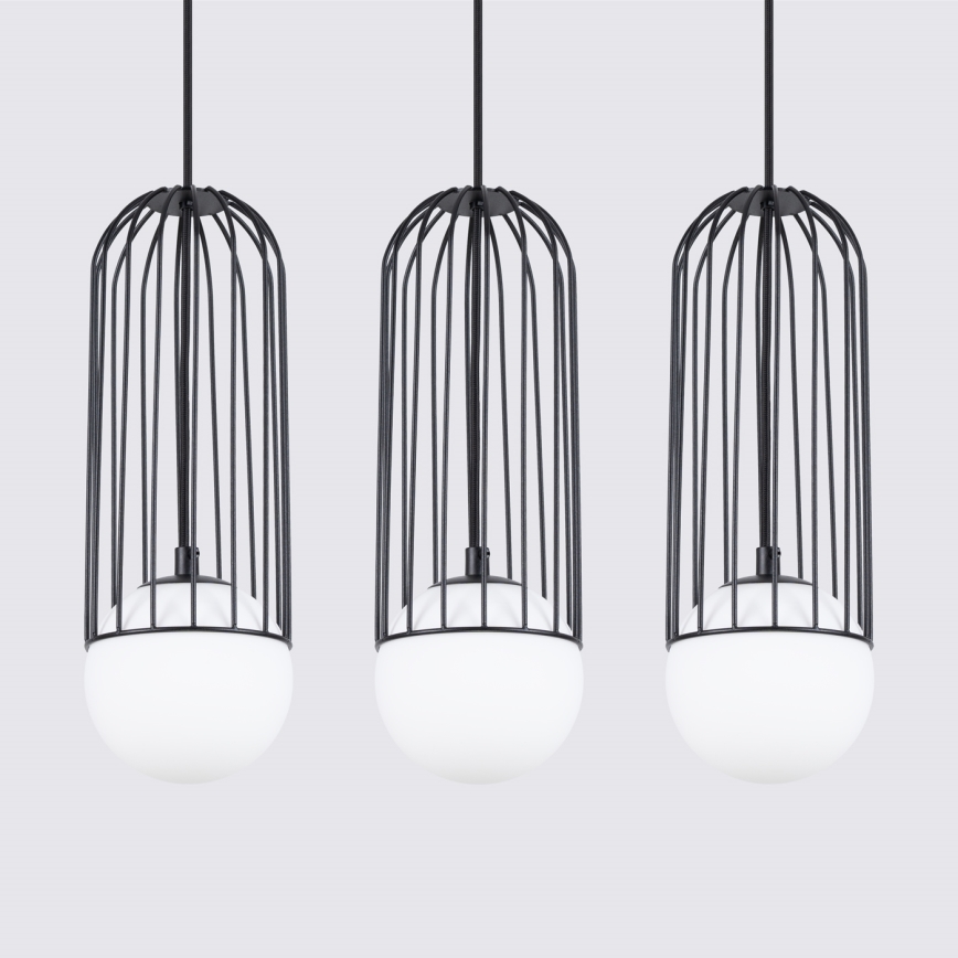 Candeeiro suspenso BRINA 3xG9/8W/230V preto
