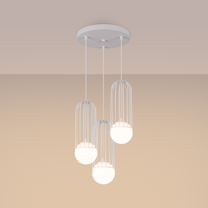 Candeeiro suspenso BRINA 3xG9/8W/230V branco