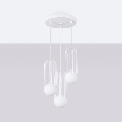 Candeeiro suspenso BRINA 3xG9/8W/230V branco