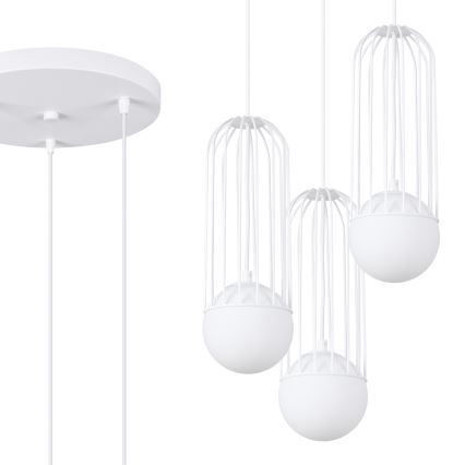 Candeeiro suspenso BRINA 3xG9/8W/230V branco