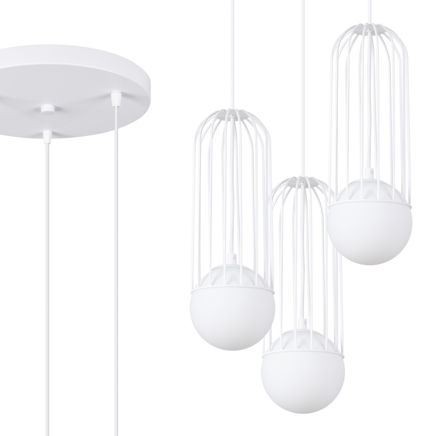 Candeeiro suspenso BRINA 3xG9/8W/230V branco