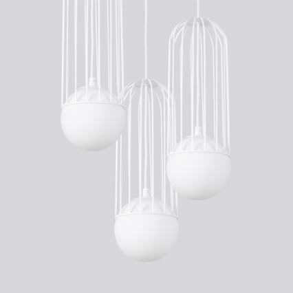 Candeeiro suspenso BRINA 3xG9/8W/230V branco