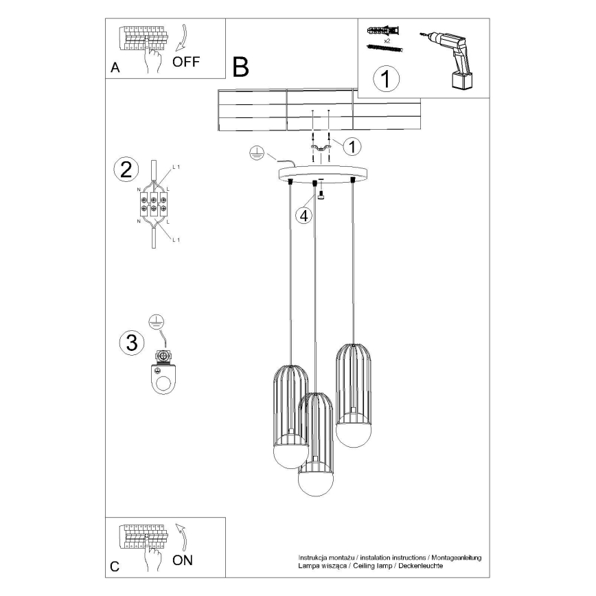 Candeeiro suspenso BRINA 3xG9/8W/230V branco