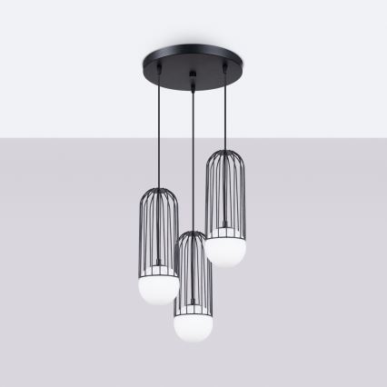Candeeiro suspenso BRINA 3xG9/8W/230V preto