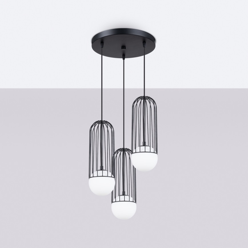 Candeeiro suspenso BRINA 3xG9/8W/230V preto
