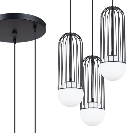 Candeeiro suspenso BRINA 3xG9/8W/230V preto