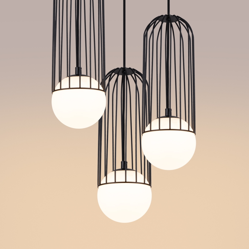 Candeeiro suspenso BRINA 3xG9/8W/230V preto