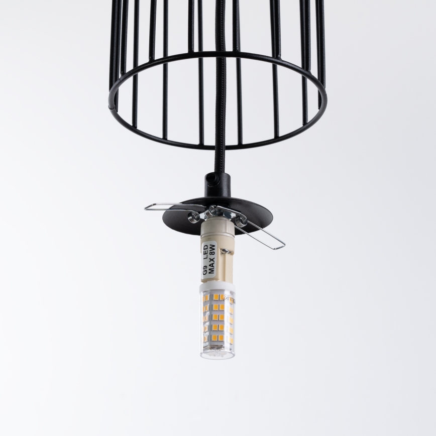 Candeeiro suspenso BRINA 3xG9/8W/230V preto