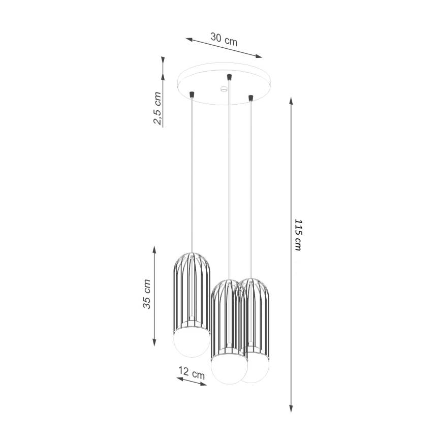 Candeeiro suspenso BRINA 3xG9/8W/230V preto