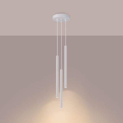 Candeeiro suspenso ARCHE 3xG9/8W/230V branco