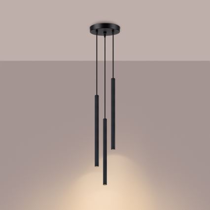 Candeeiro suspenso ARCHE 3xG9/8W/230V preto