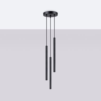 Candeeiro suspenso ARCHE 3xG9/8W/230V preto