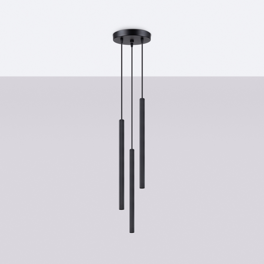 Candeeiro suspenso ARCHE 3xG9/8W/230V preto