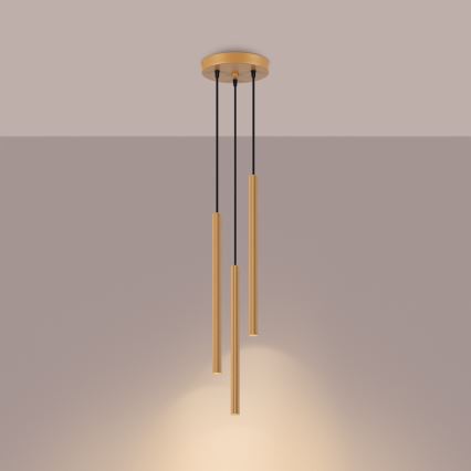 Candeeiro suspenso ARCHE 3xG9/8W/230V dourado