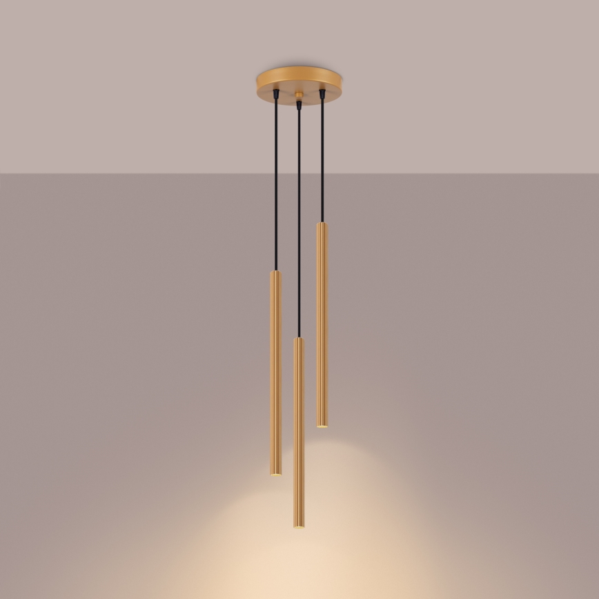 Candeeiro suspenso ARCHE 3xG9/8W/230V dourado