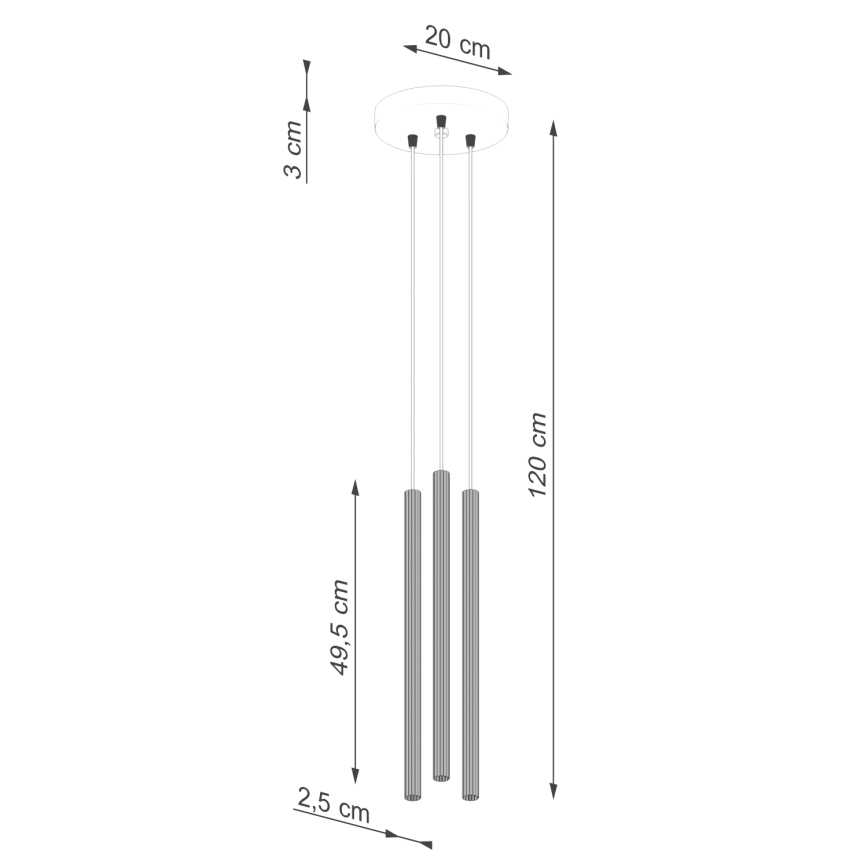 Candeeiro suspenso ARCHE 3xG9/8W/230V dourado