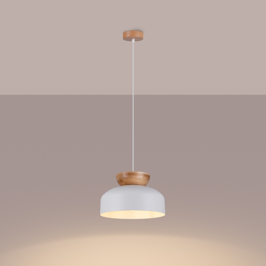 Candeeiro suspenso MARION 1xE27/15W/230V diâmetro 29,5 cm branco