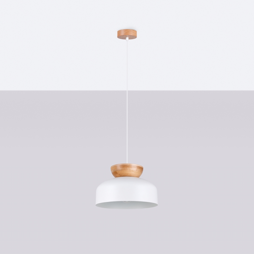 Candeeiro suspenso MARION 1xE27/15W/230V diâmetro 29,5 cm branco