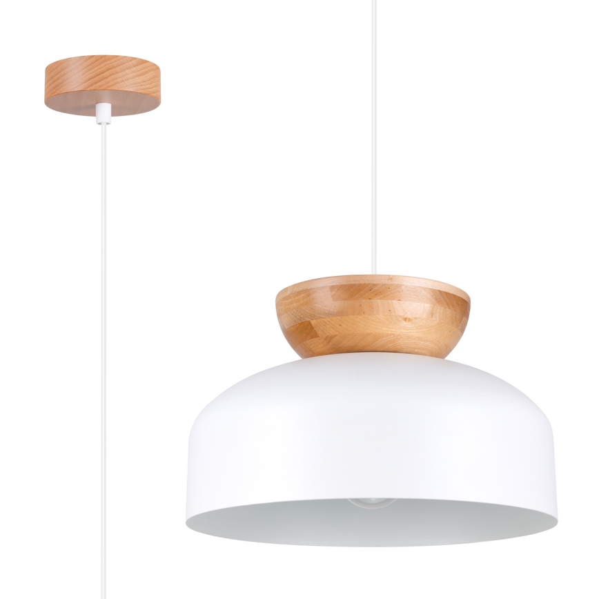 Candeeiro suspenso MARION 1xE27/15W/230V diâmetro 29,5 cm branco