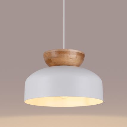 Candeeiro suspenso MARION 1xE27/15W/230V diâmetro 29,5 cm branco