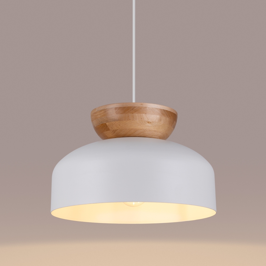 Candeeiro suspenso MARION 1xE27/15W/230V diâmetro 29,5 cm branco