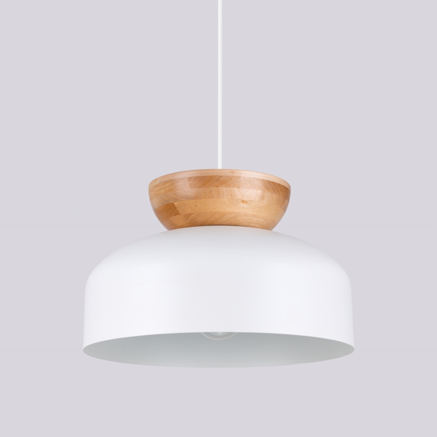 Candeeiro suspenso MARION 1xE27/15W/230V diâmetro 29,5 cm branco