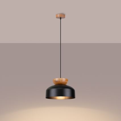 Candeeiro suspenso MARION 1xE27/15W/230V diâmetro 29,5 cm preto