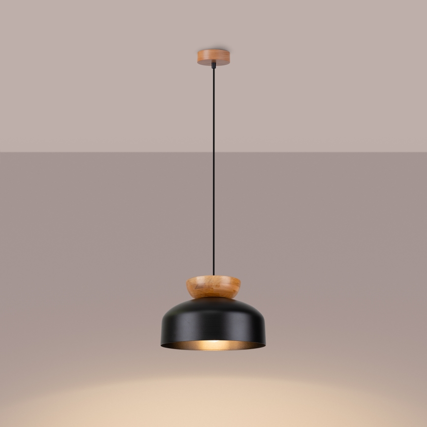 Candeeiro suspenso MARION 1xE27/15W/230V diâmetro 29,5 cm preto