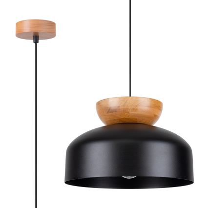 Candeeiro suspenso MARION 1xE27/15W/230V diâmetro 29,5 cm preto