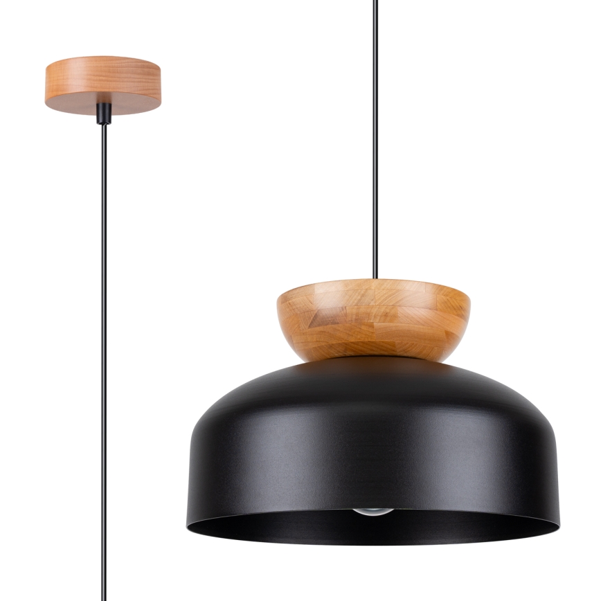 Candeeiro suspenso MARION 1xE27/15W/230V diâmetro 29,5 cm preto