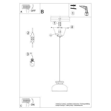 Candeeiro suspenso MARION 1xE27/15W/230V diâmetro 29,5 cm preto