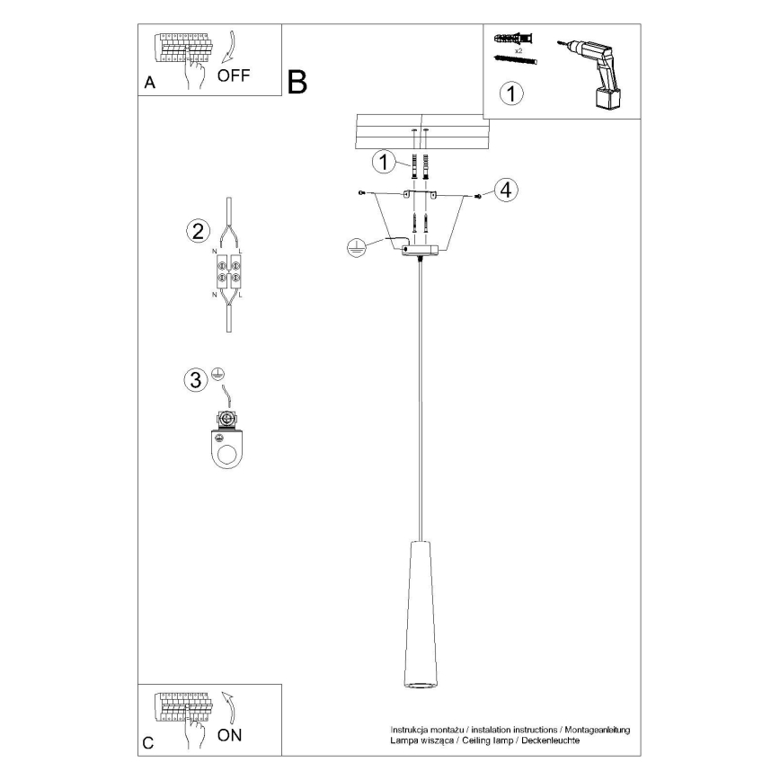 Candeeiro suspenso ELECTRA 1xGU10/10W/230V betão/preto
