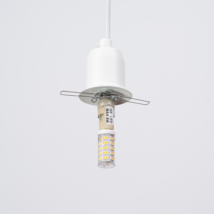Candeeiro suspenso HYPERION 1xG9/8W/230V branco