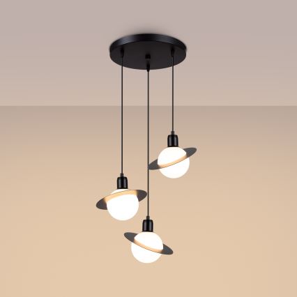 Candeeiro suspenso HYPERION 3xG9/8W/230V preto