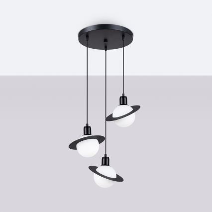Candeeiro suspenso HYPERION 3xG9/8W/230V preto