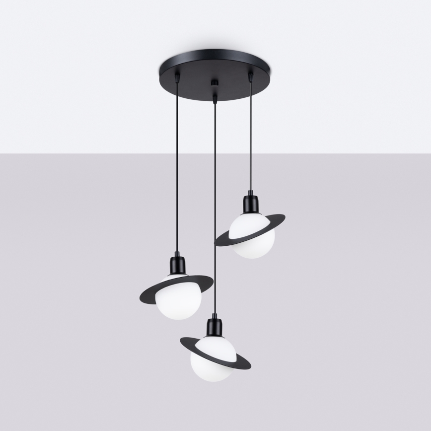 Candeeiro suspenso HYPERION 3xG9/8W/230V preto