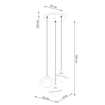 Candeeiro suspenso HYPERION 3xG9/8W/230V preto
